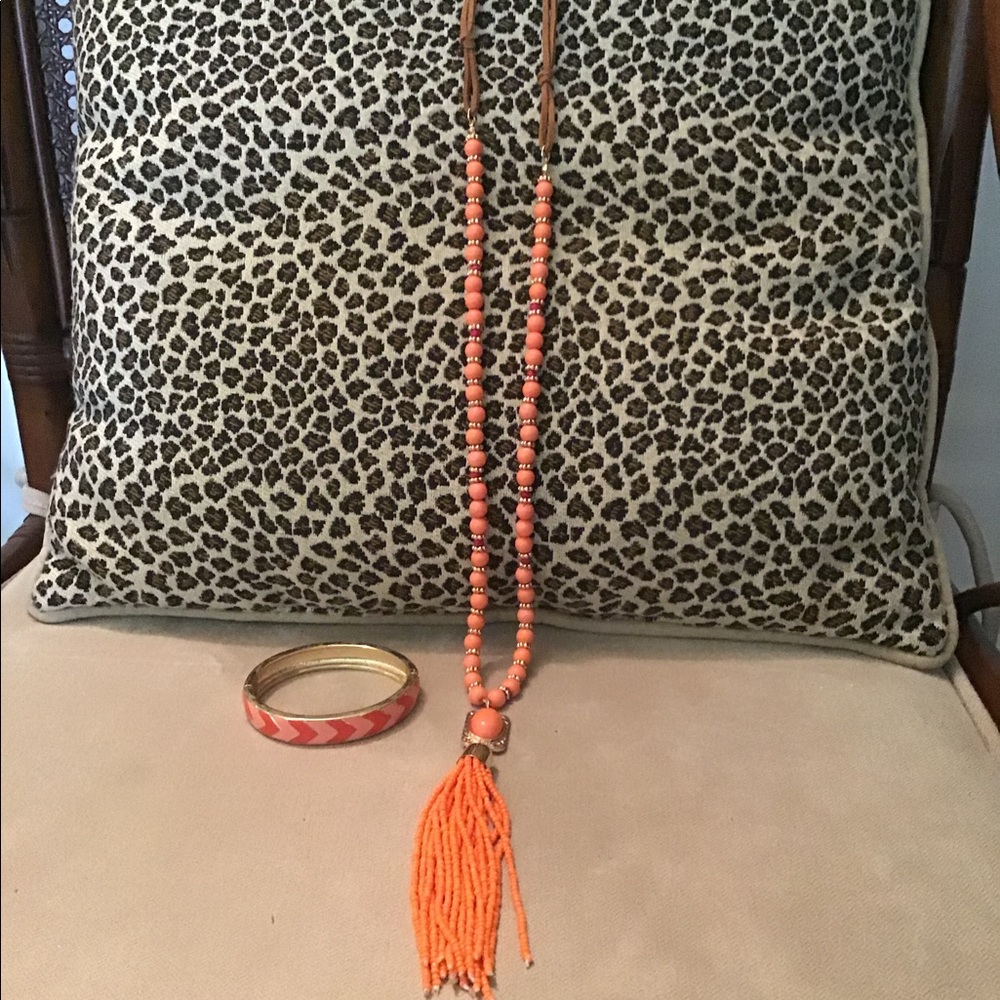 Tassel beaded and Leather Necklace
